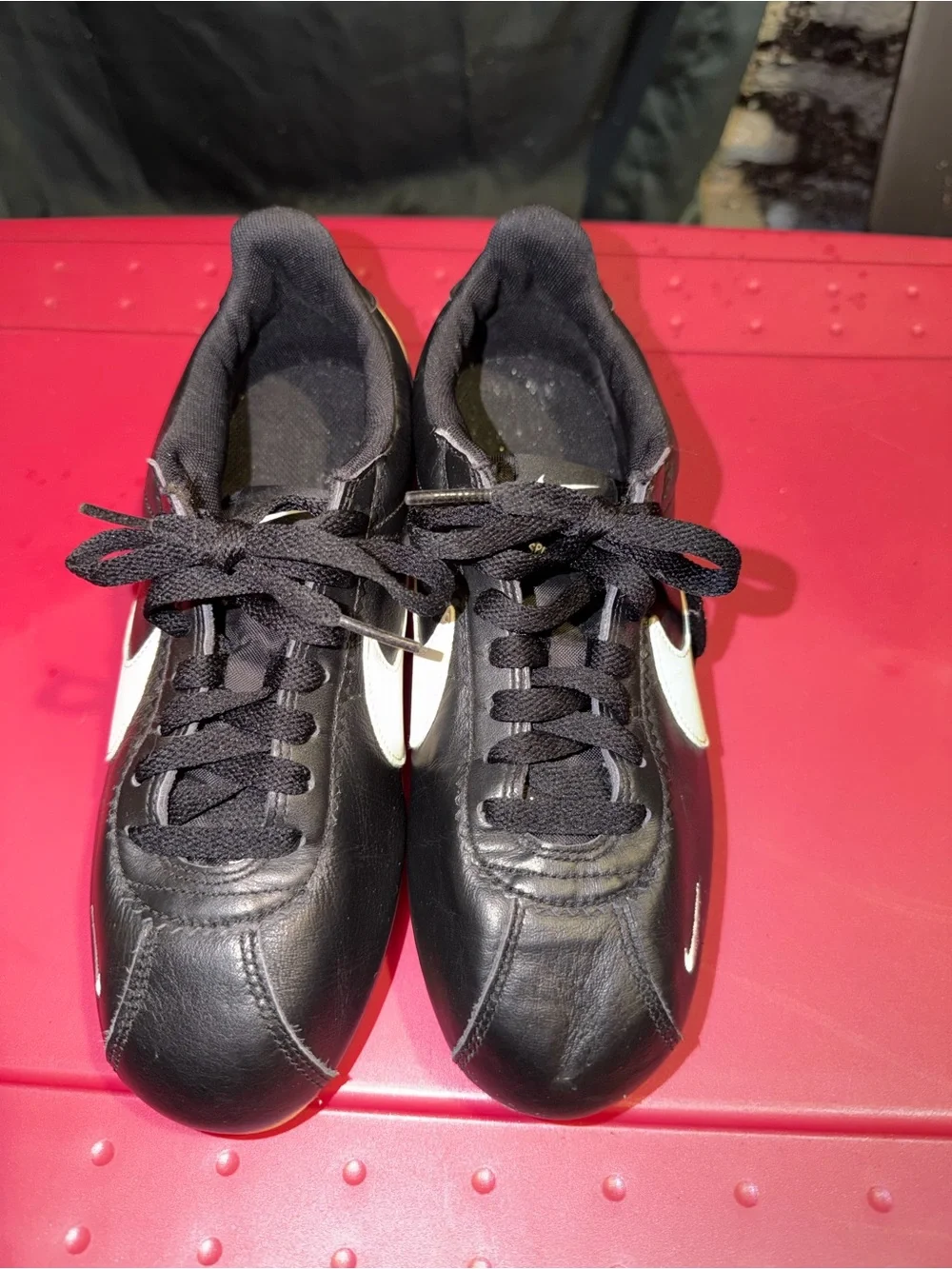 Nike Black Leather Sneakers with White Swoosh